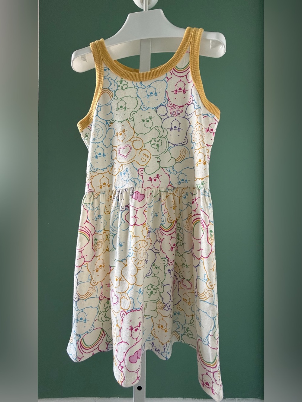 Care Bears White Tank Dress with Yellow Trim and Multicolor Print